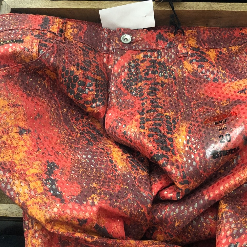 Faux Red/Burnt Orange  Snake Skin Plus Size Jeans - Picture 8 of 8